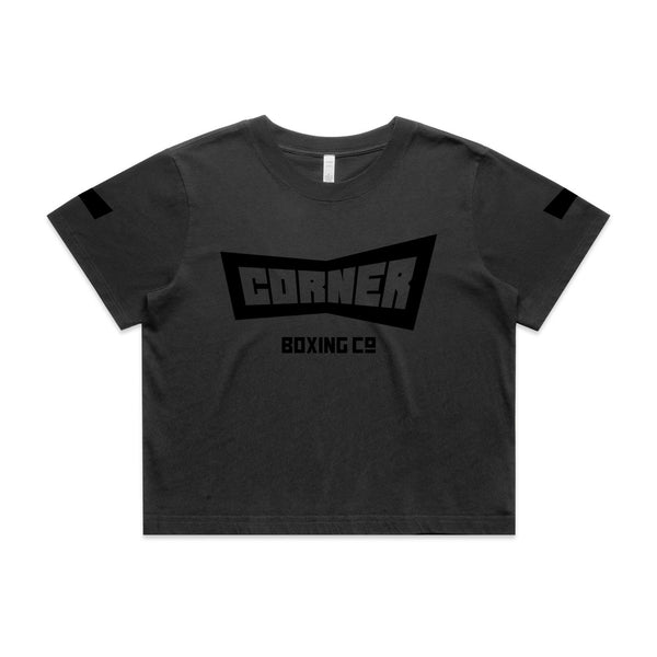 Corner Crop Tee Black Faded